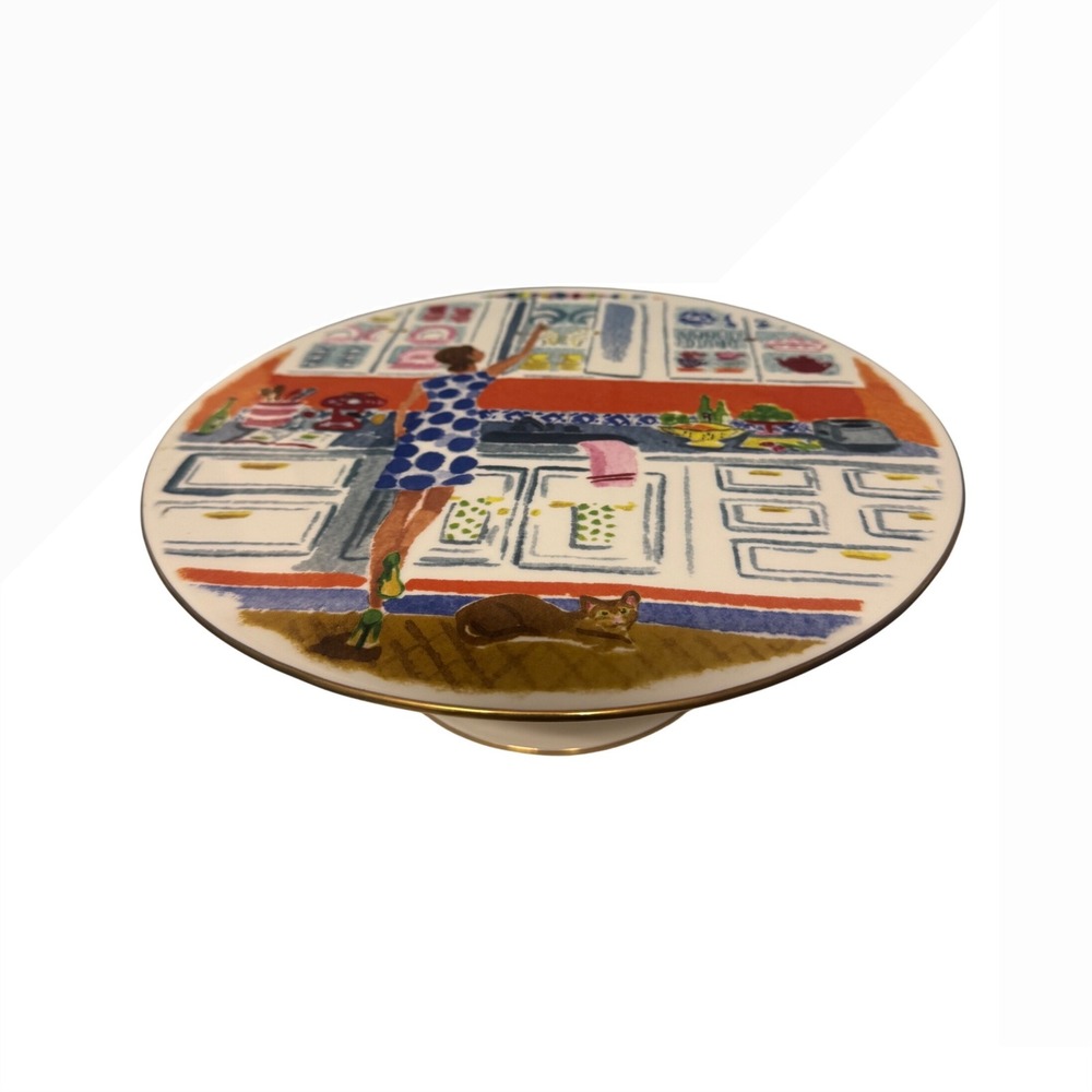 Kate Spade by Lenox Illustrated Top‎ Shelf Cake Plate 10in Pedestal Stand 820770